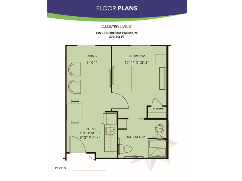 Assisted Living 1 Bedroom Premium